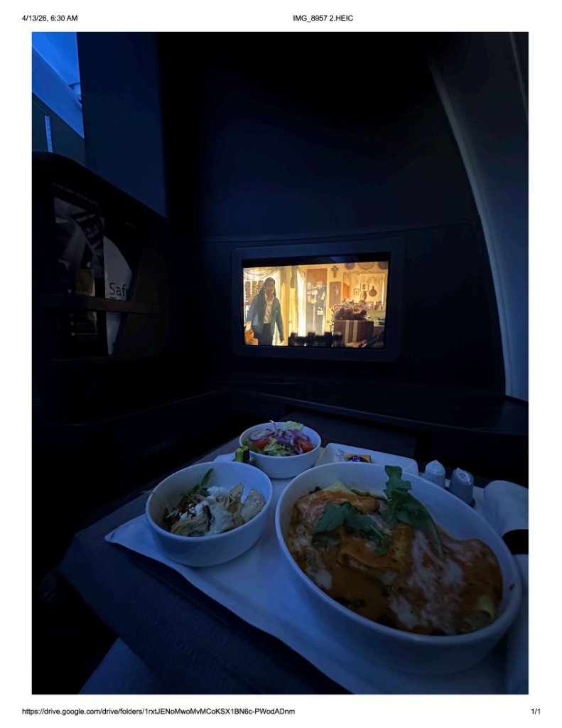 Business class meal