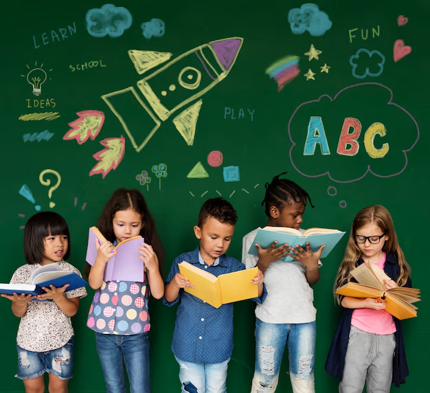 Children reading and learning