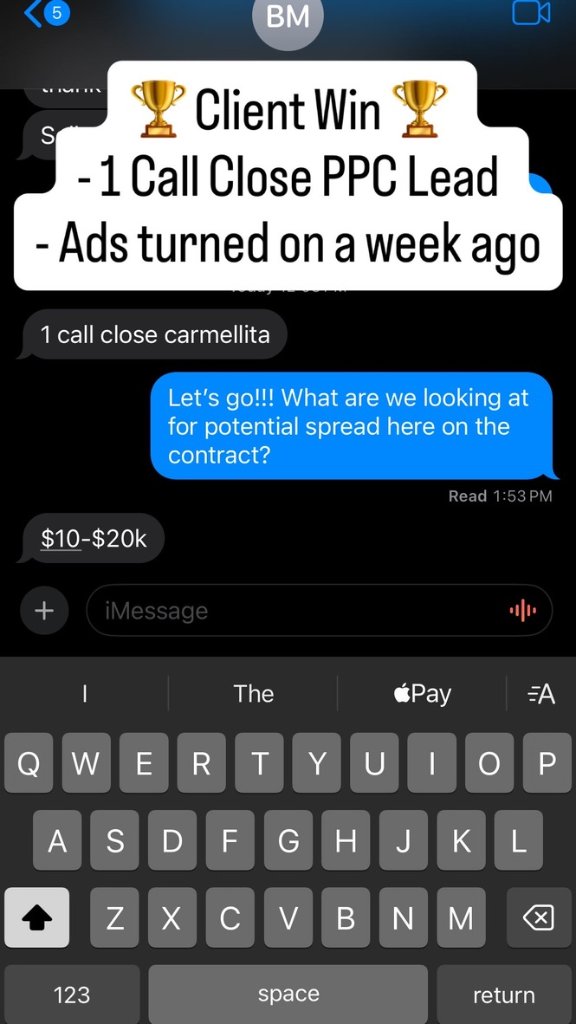 1 Call Close PPC Lead — Ads on 1 week
