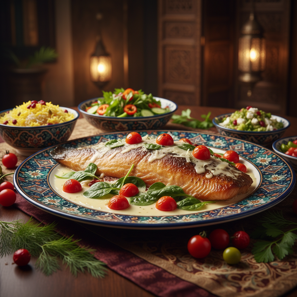 Baked Salmon with creamy sauce