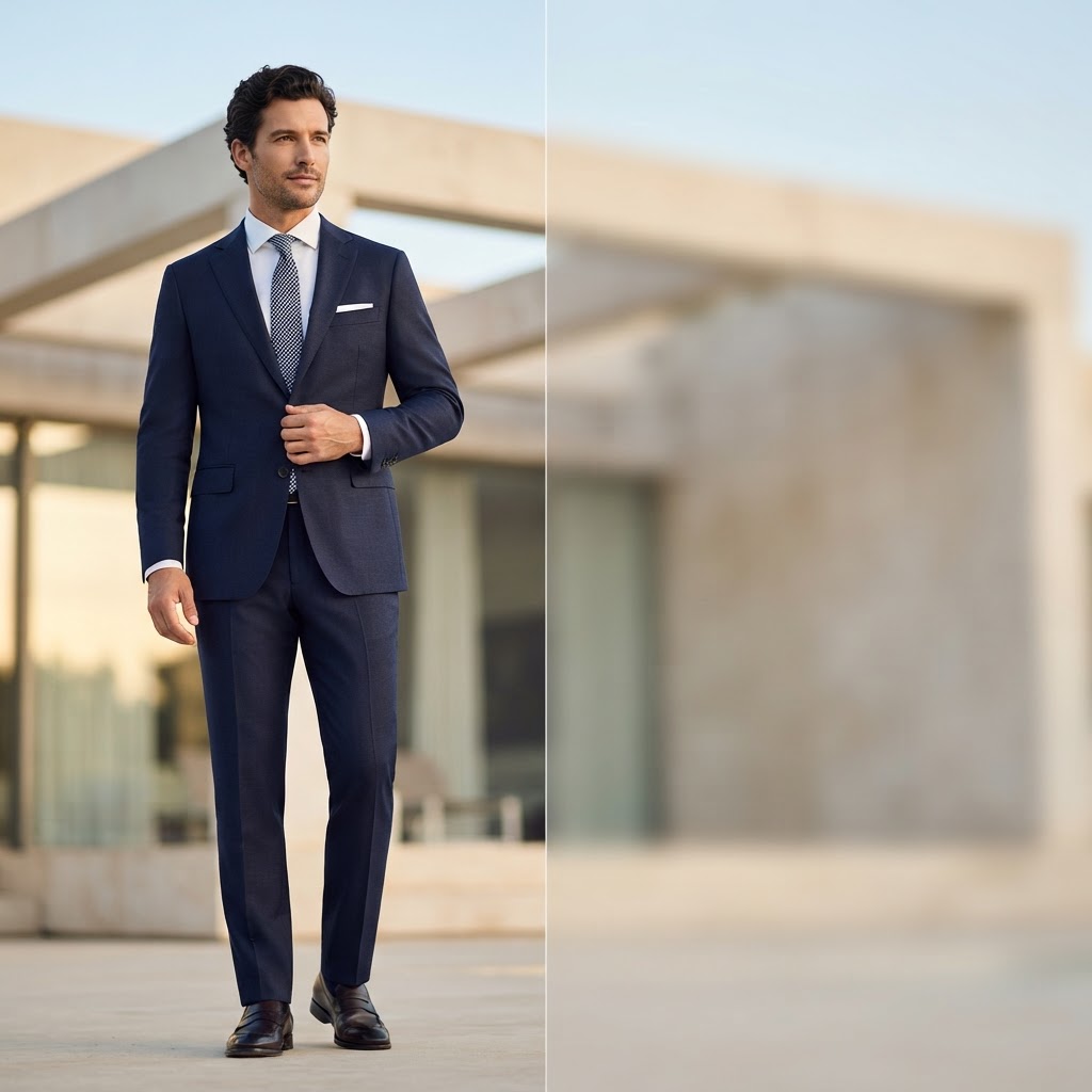 Town collection - tailored navy suit in the city