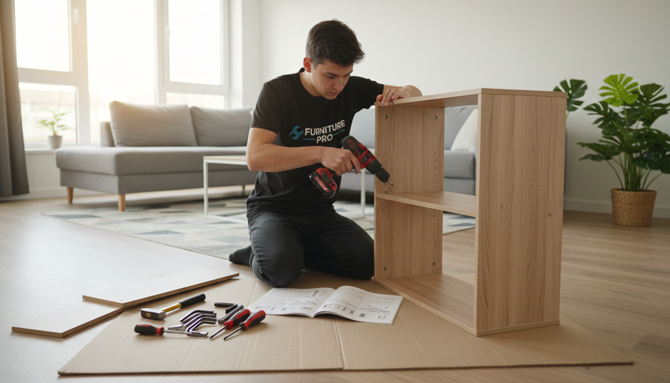 Furniture assembly in progress