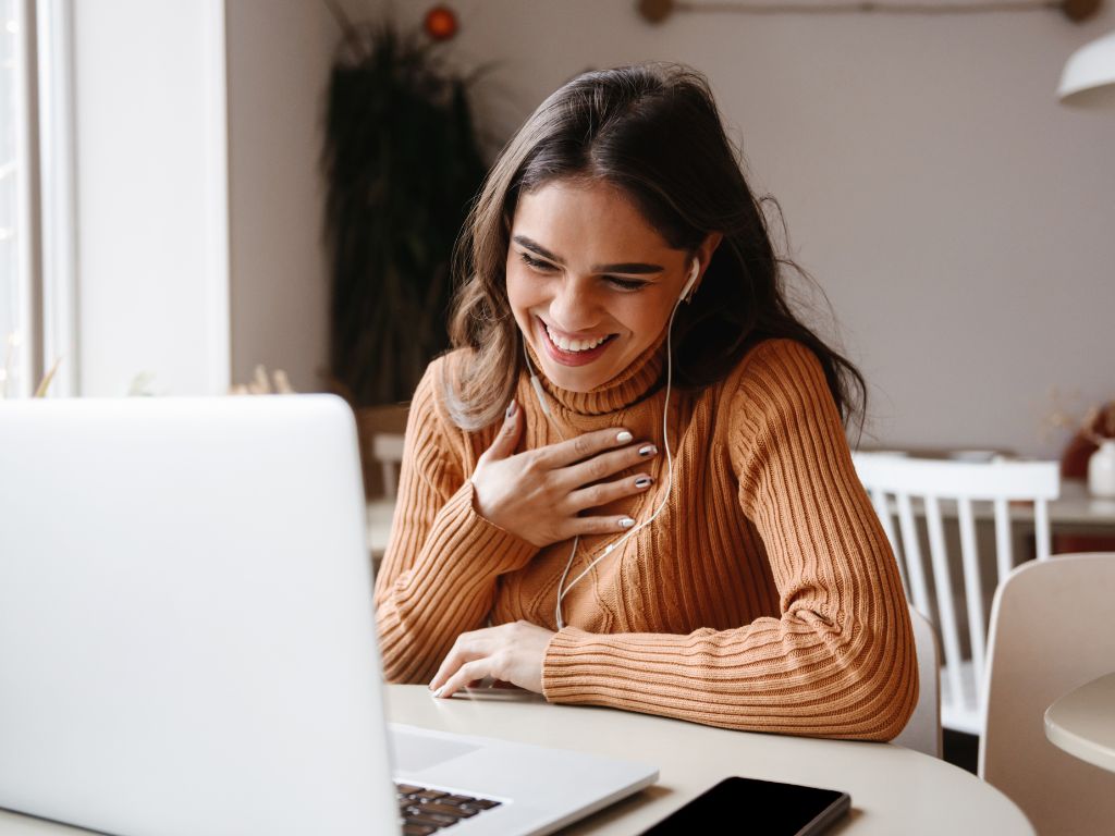 Woman on video call