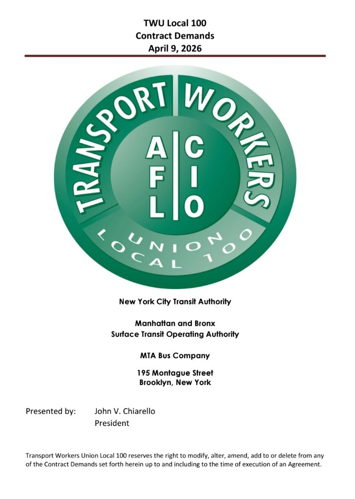 TWU Local 100 Contract Demands page 1