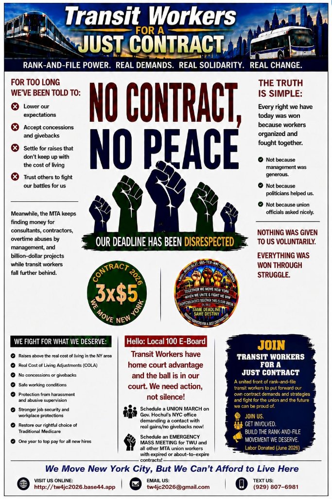 No Contract No Peace - Transit Workers for a Just Contract (June 2026)