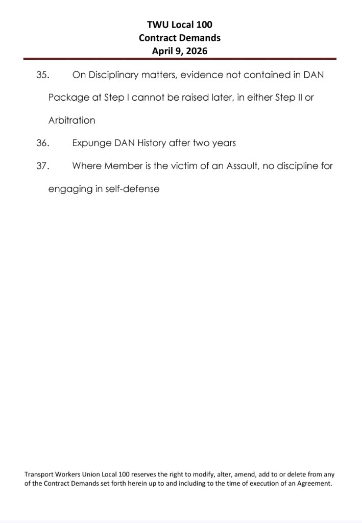 TWU Local 100 Contract Demands page 6