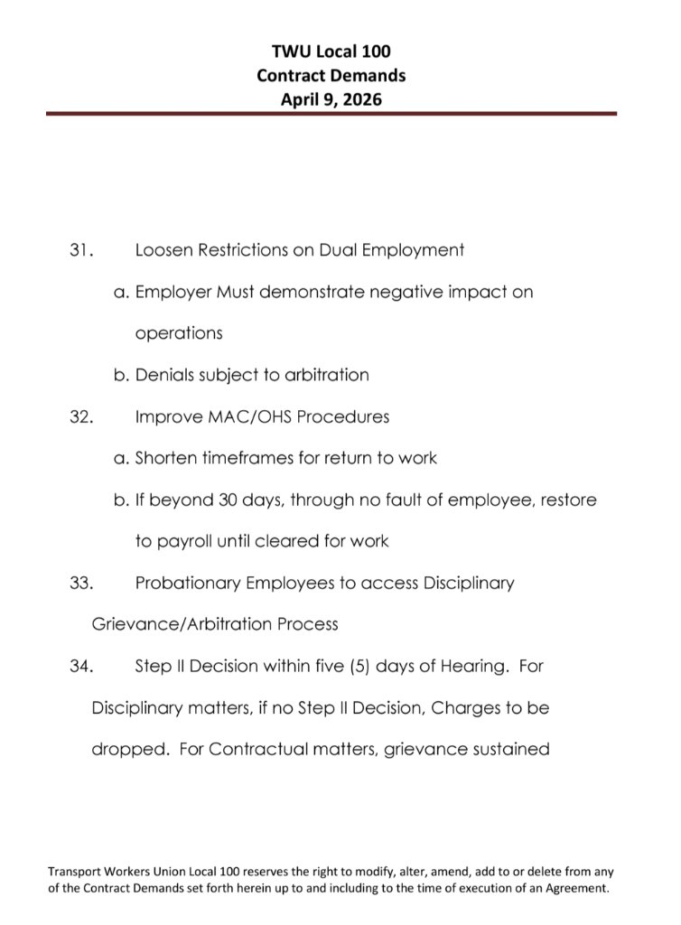 TWU Local 100 Contract Demands page 5