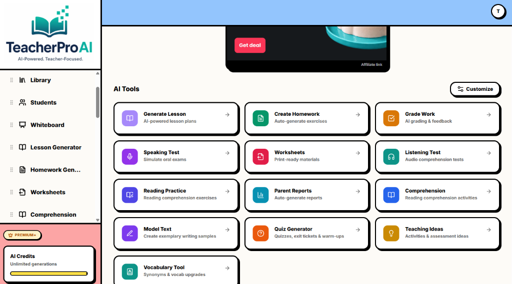 TeacherPro AI dashboard