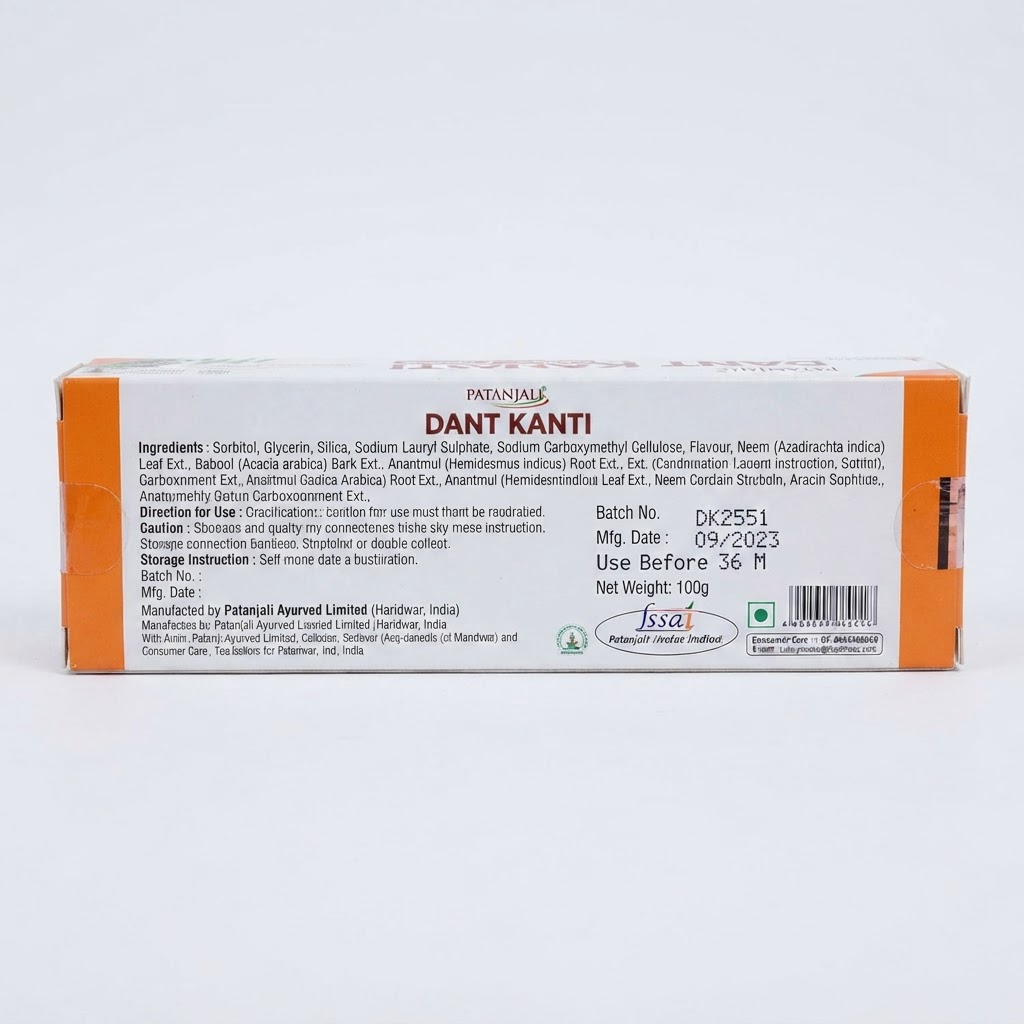 PATANJALI DANT KANTI NATURAL TOOTH PASTE 200G 3