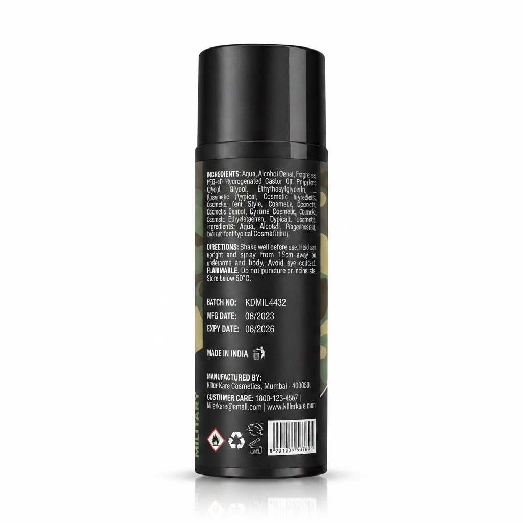 KILLER MILITARY GAS FREE LIQUID DEODRANT 120ML 3