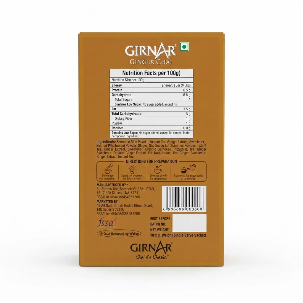 GIRNAR GINGER CHAI LOW SUGAR 80G 3
