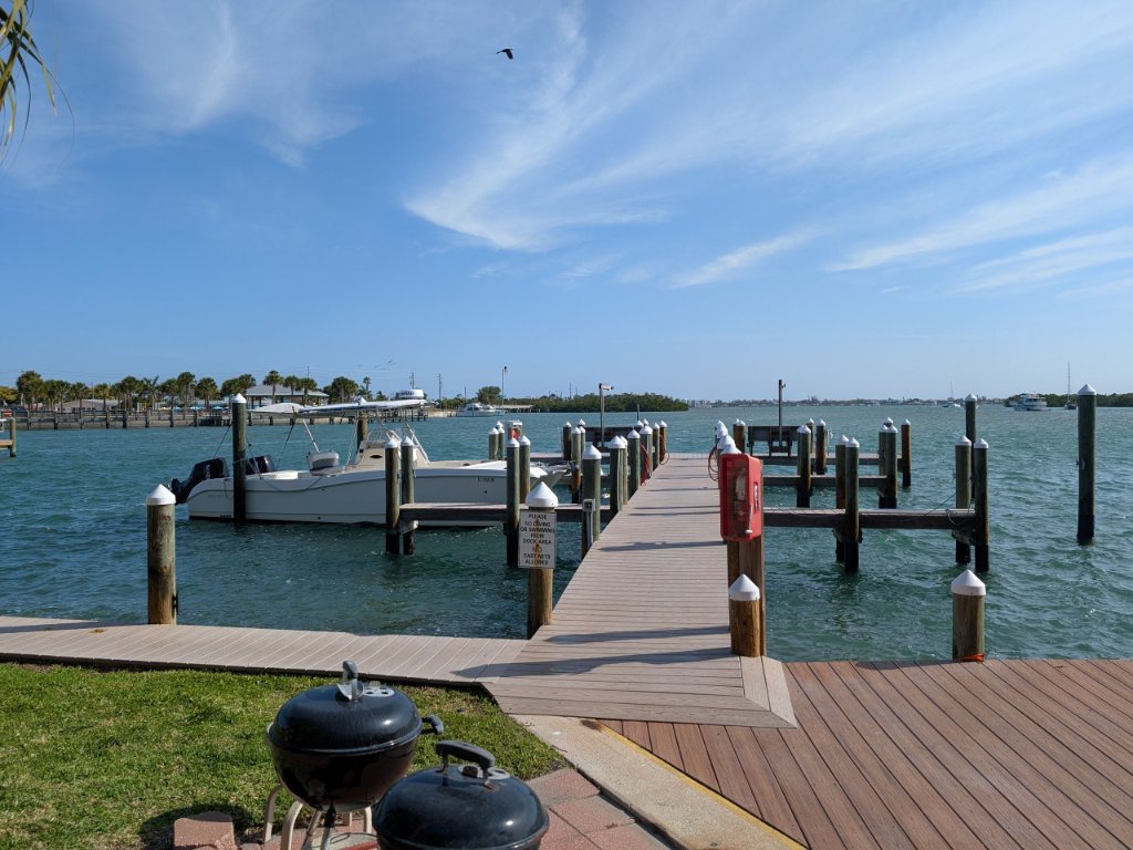 Boat dock extending into Lemon Bay