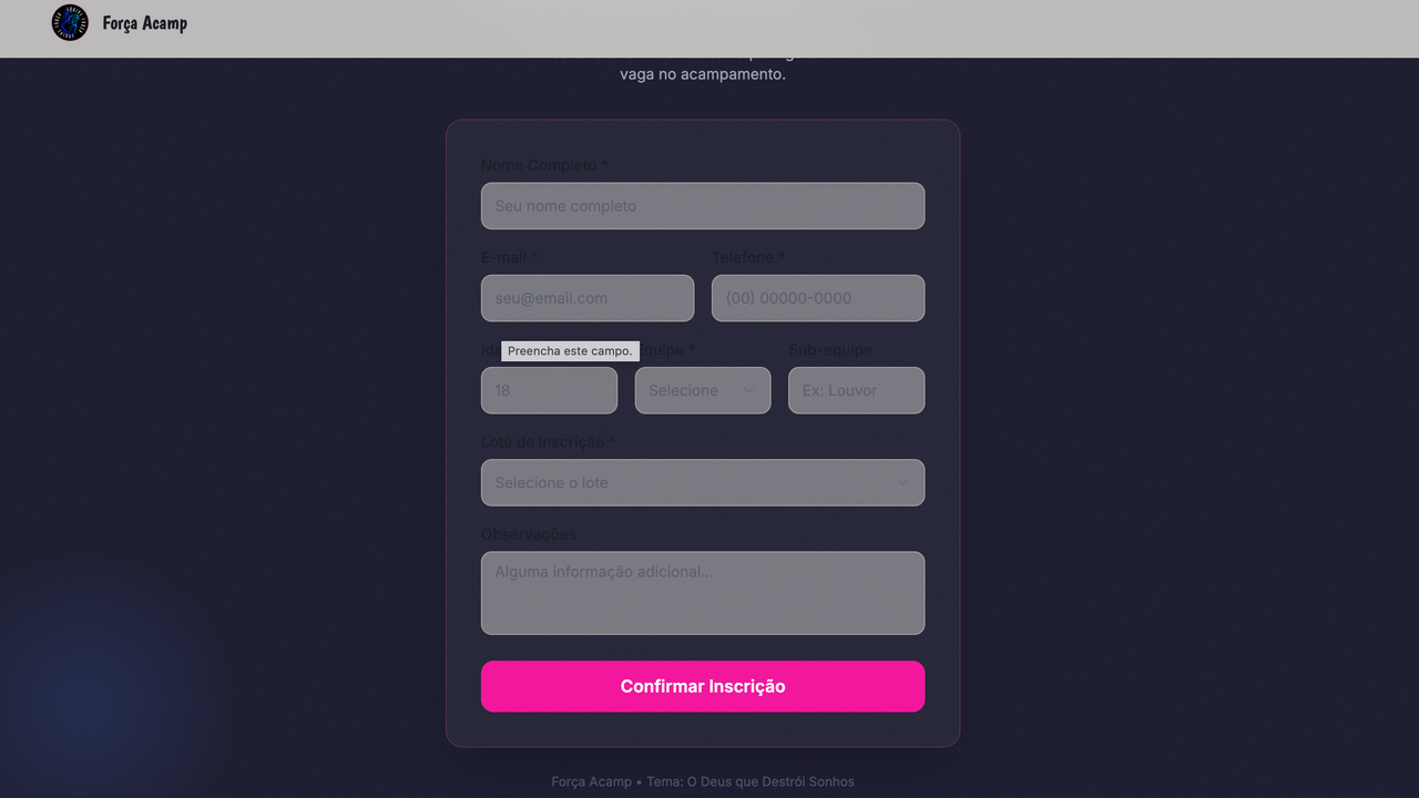 Força Acamp template preview