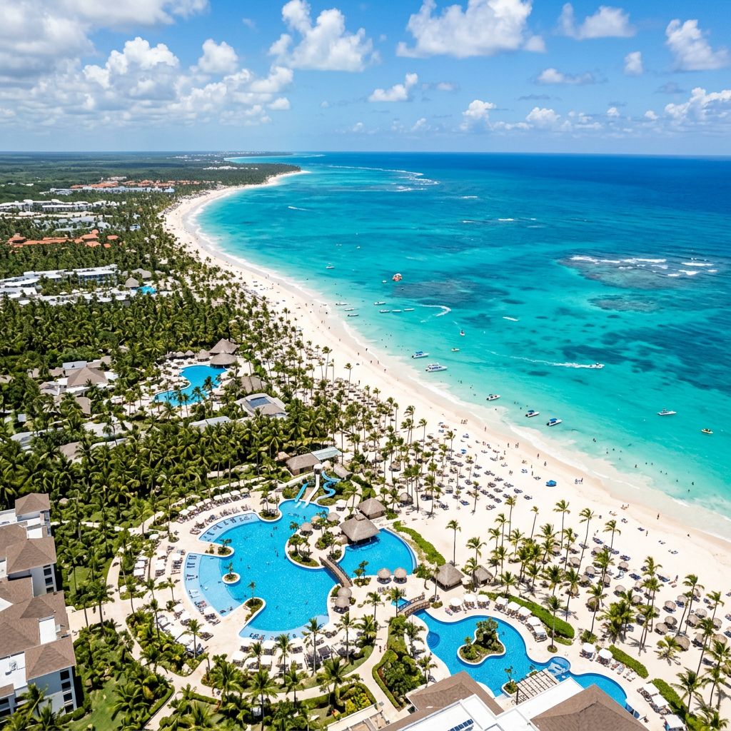 Cap Cana Punta Cana beach — clear turquoise water with white sand in protected bay