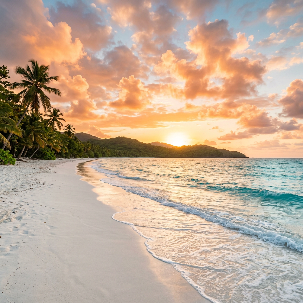 Tropical beach sunset — all-inclusive vacations from Toronto