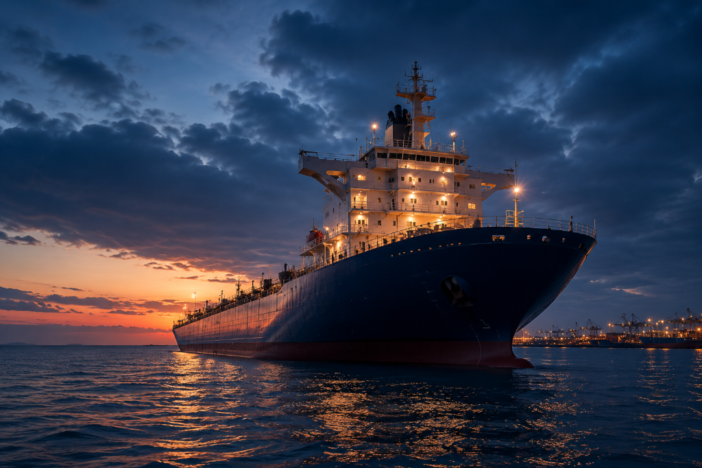 Ship at sunset