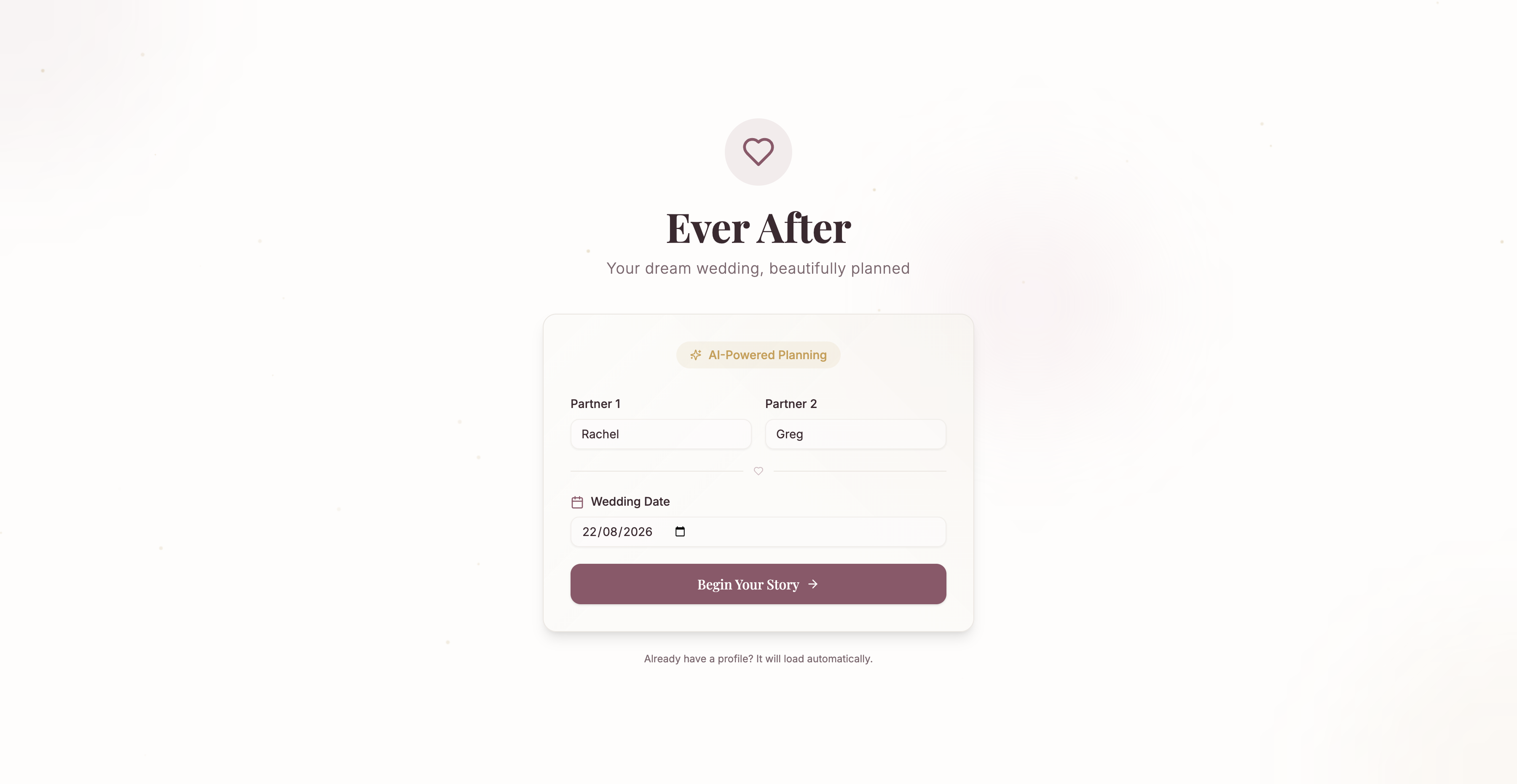 EverAfter - AI Modern Wedding Planner template preview