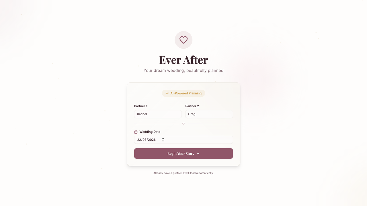 EverAfter - AI Modern Wedding Planner template preview