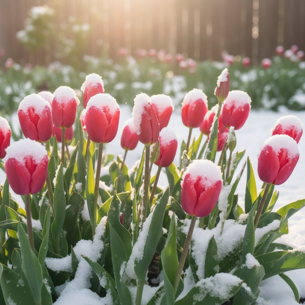 Tulipes sous la neige