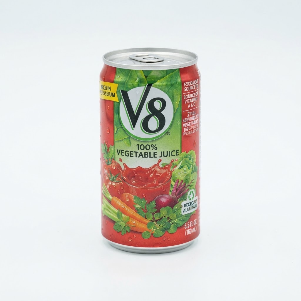 V-8 - V-8 vegetable juice in a can available at Pickle Bites Hollywood FL