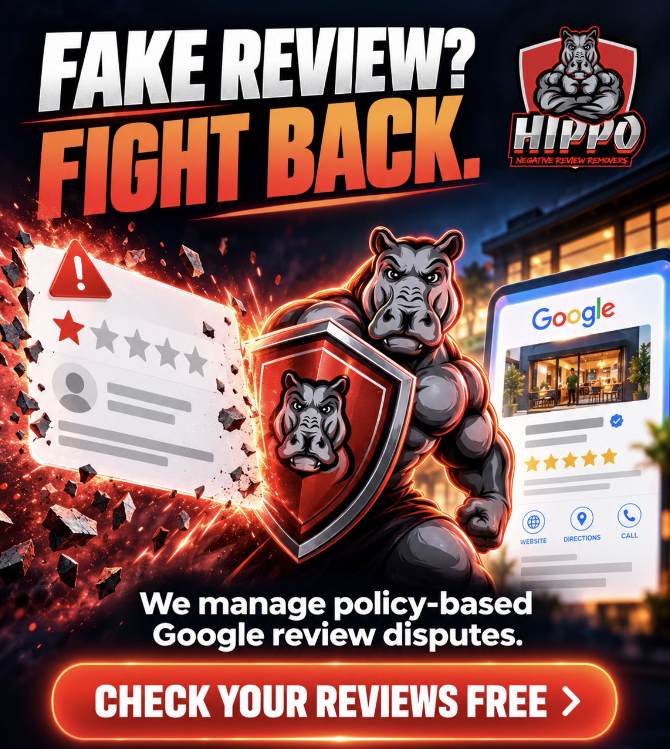 Fake review? Fight back. Check your reviews free with Hippo Shield.