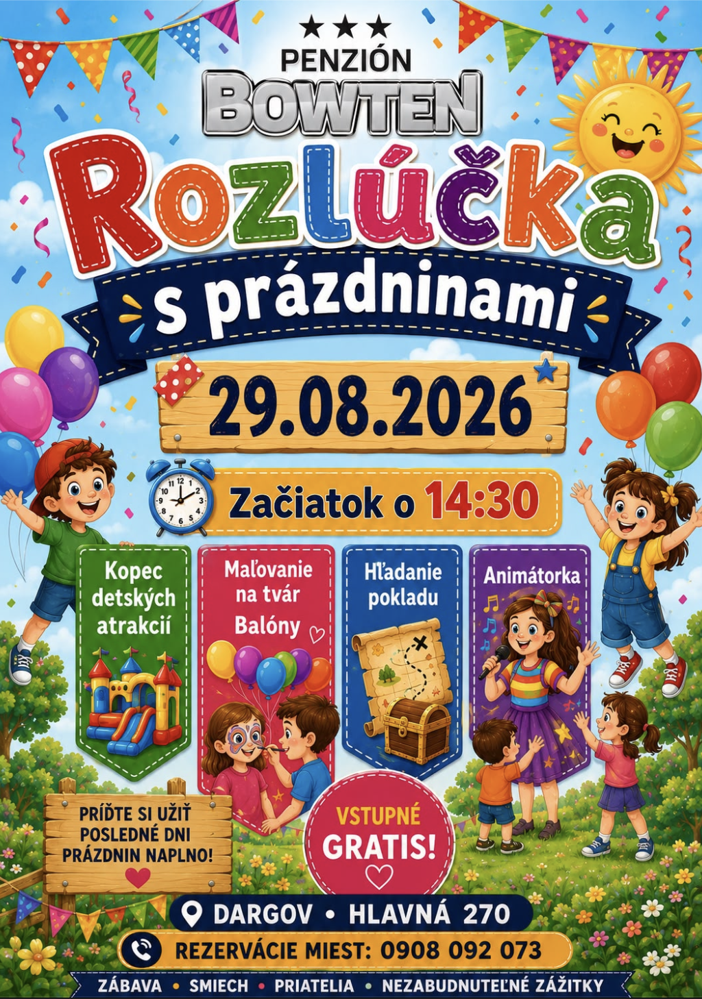 Plagát – Rozlúčka s prázdninami – Penzión Bowten