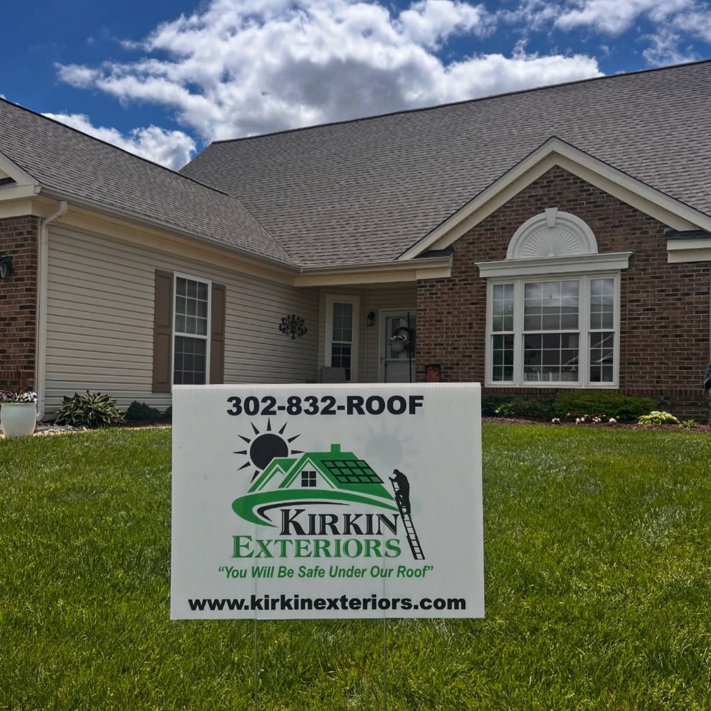 Completed roofing project - brick ranch home