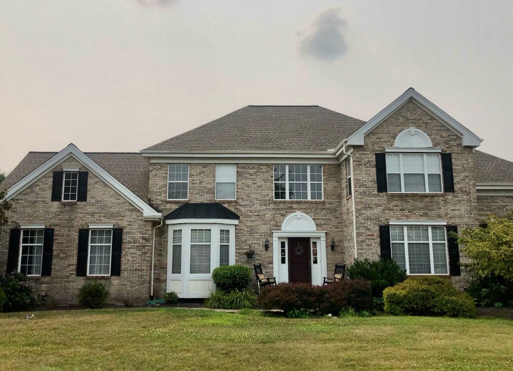 Brick home with a new roof
