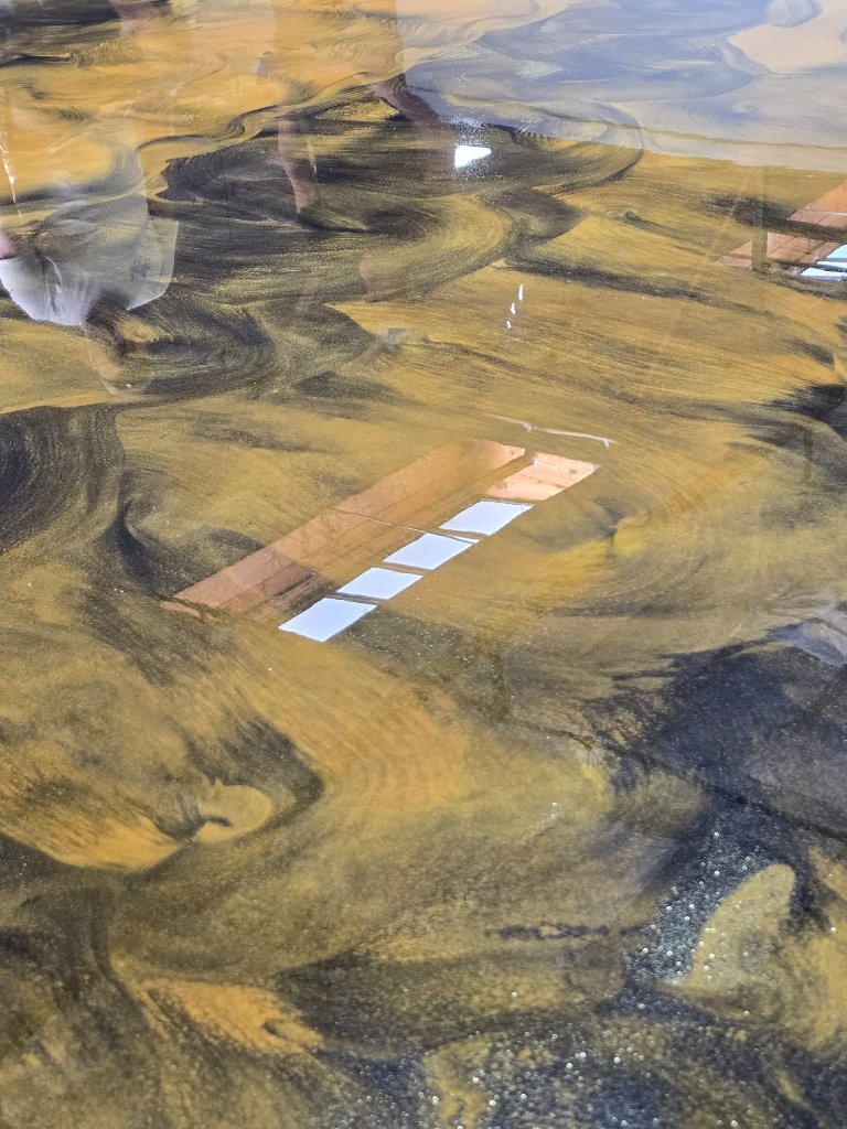Metallic epoxy floor installation in progress San Jose CA