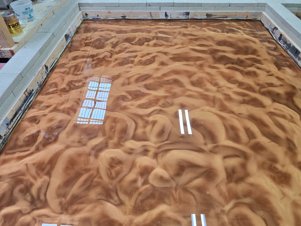 Copper brown metallic epoxy floor coating residential San Jose