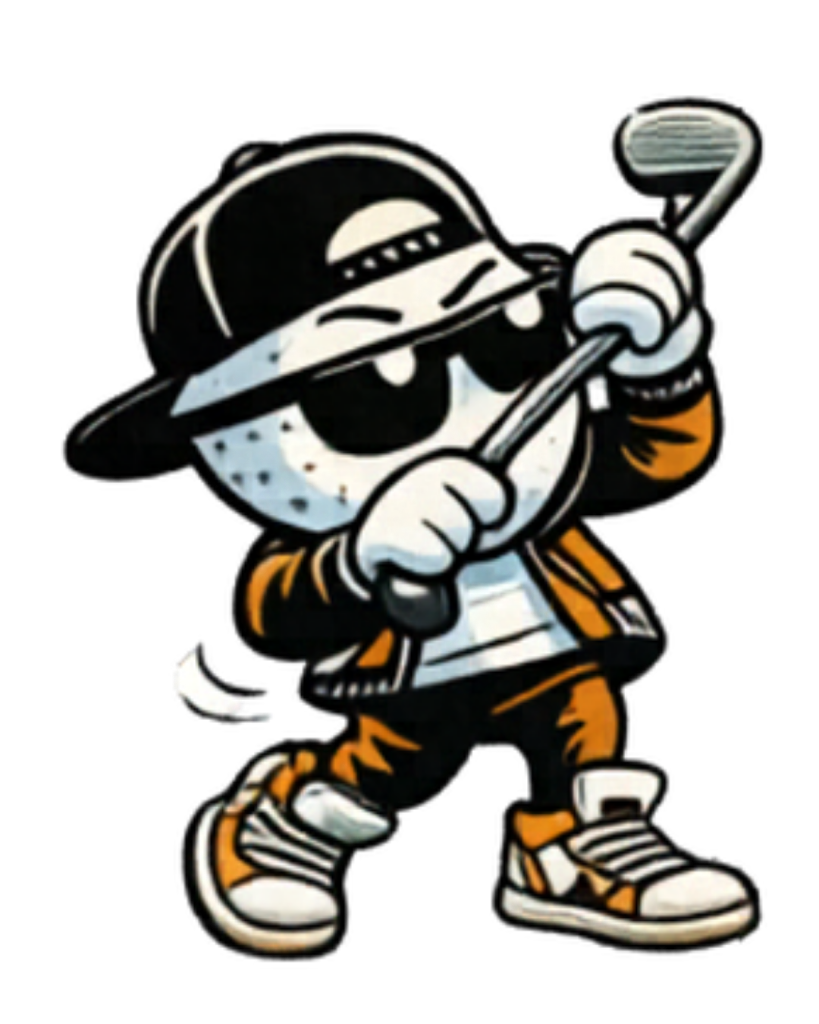 Petey Par mascot swinging