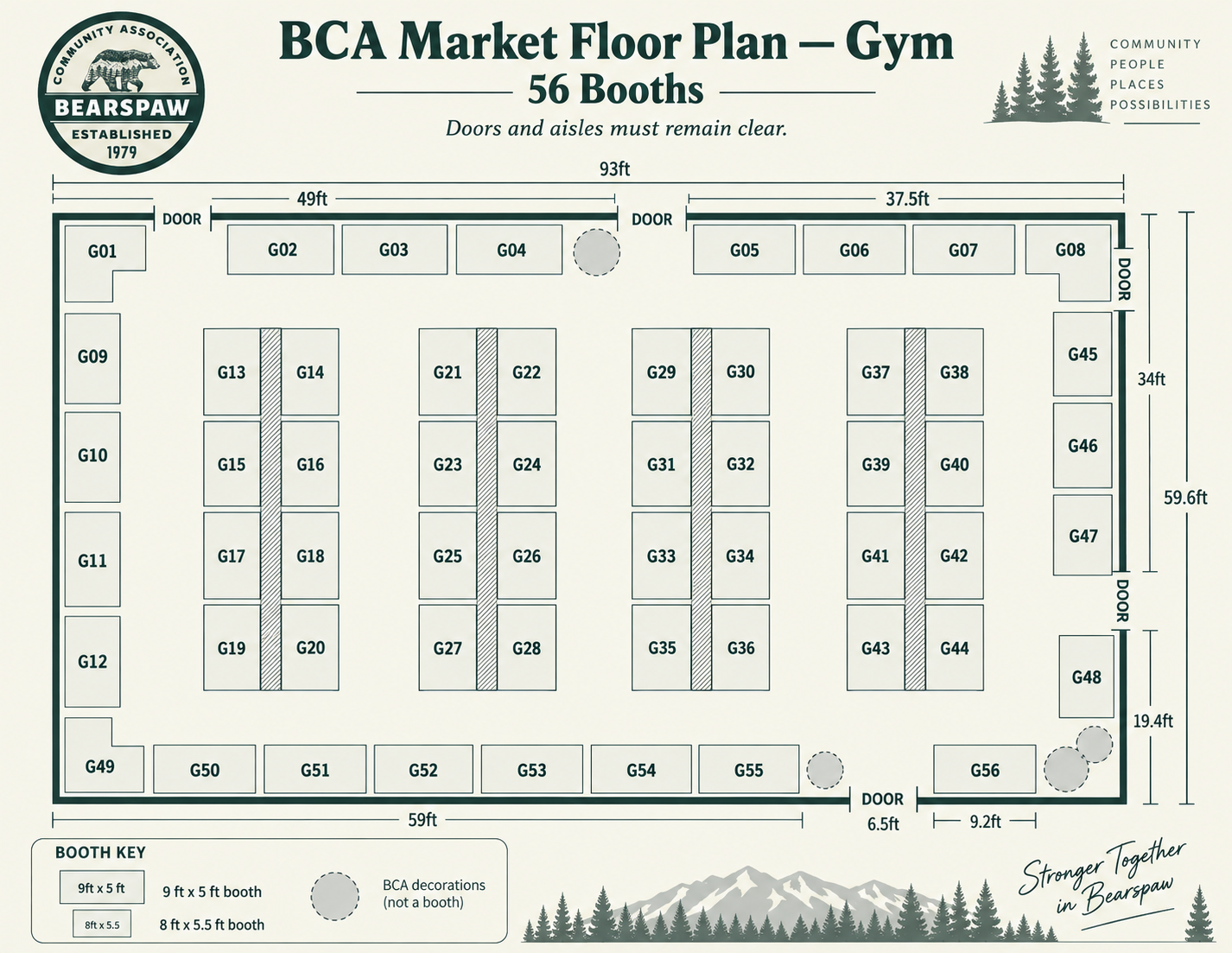 BCA Market Floor Plan – Gym (56 Booths)