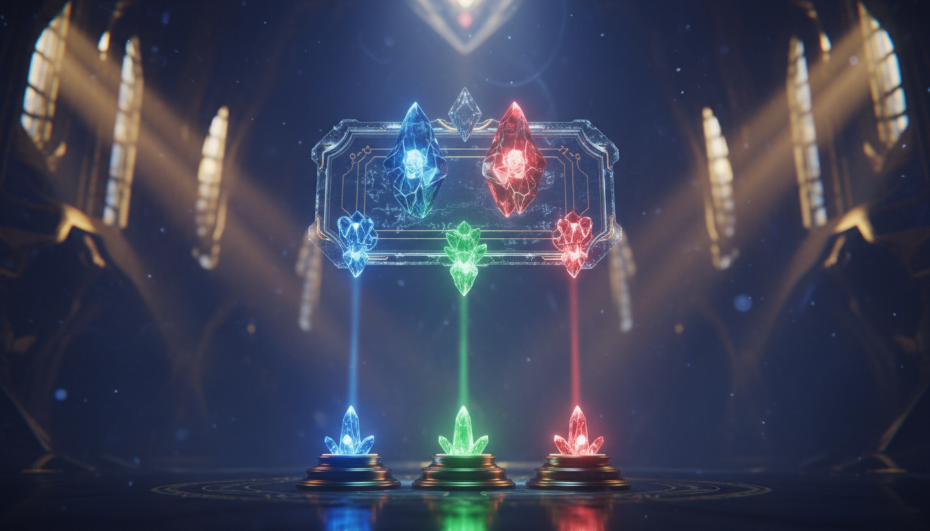 Crystalline duty board in mystical chamber