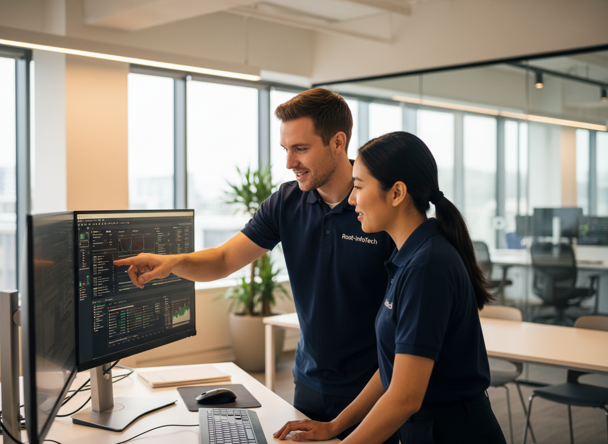 Root-InfoTech technicians collaborating