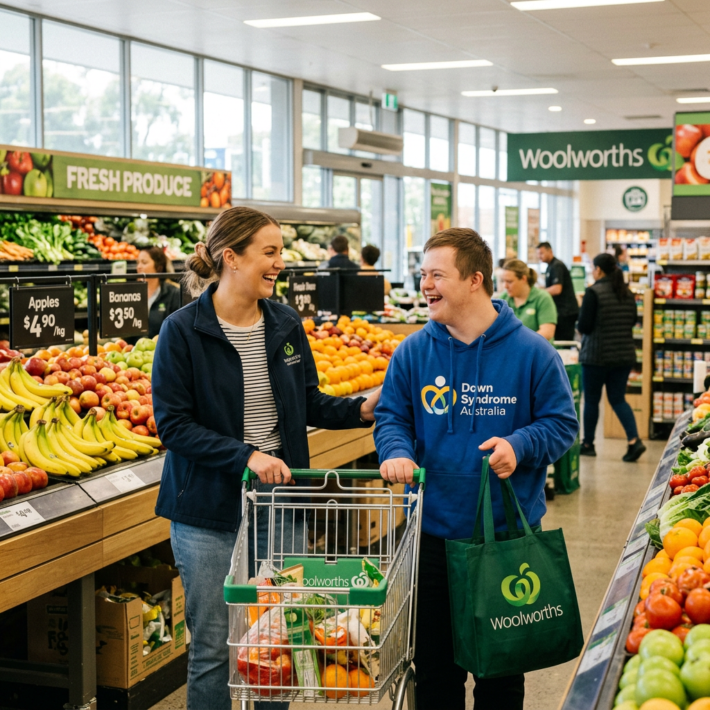 ConnectCare support worker providing shopping assistance on the Gold Coast