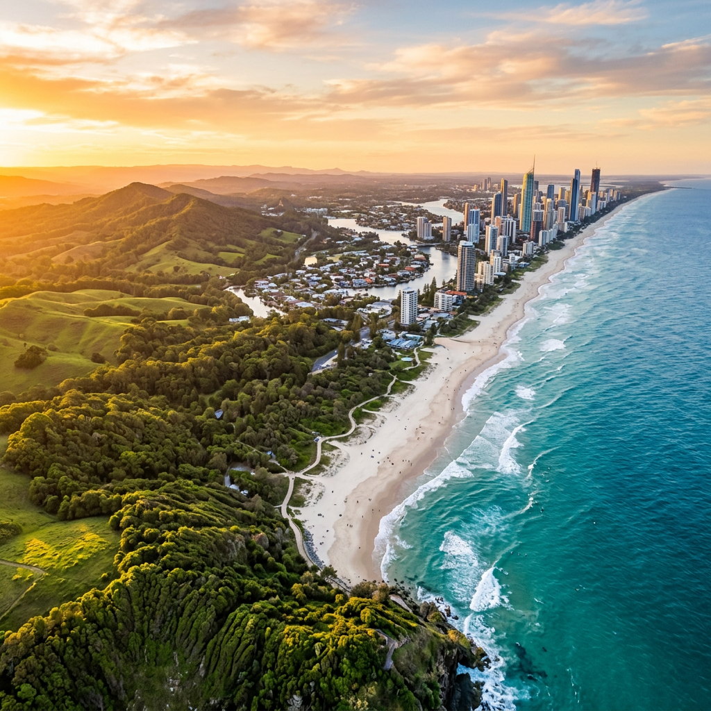 Gold Coast coastline aerial view