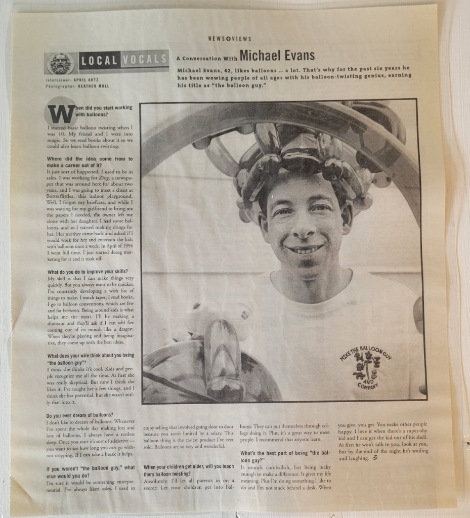 Local Vocals newspaper interview