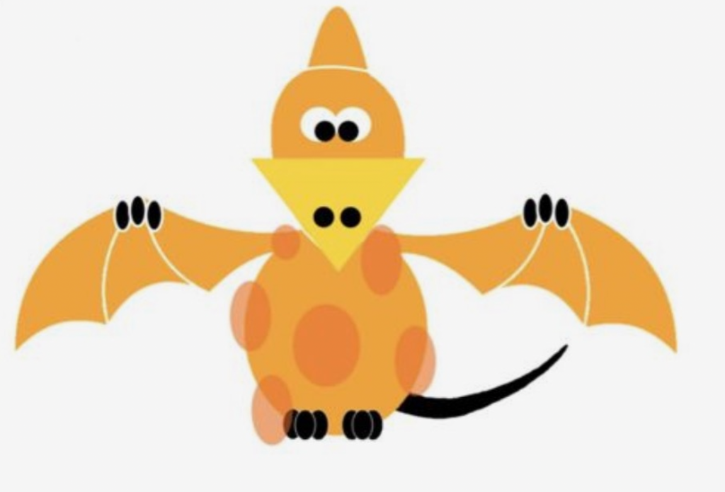 An orange and yellow cartoon dragon illustration