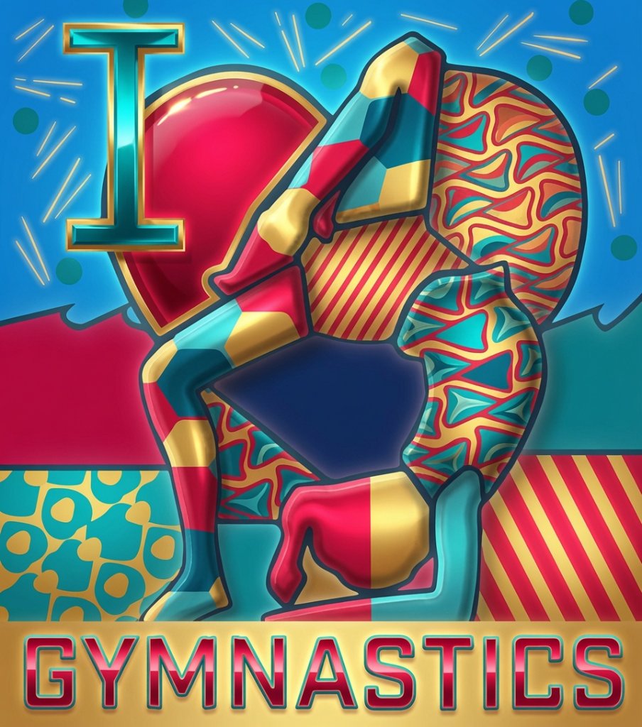 A gymnastics-inspired cartoon character in motion