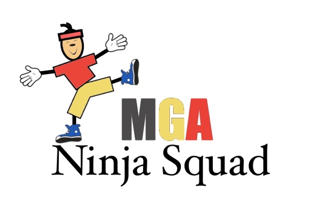 The MGA Ninja Squad logo — a cartoon ninja guy doing a kick