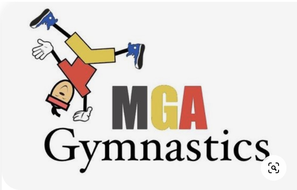 The MGA Gymnastics logo featuring a guy in a handstand