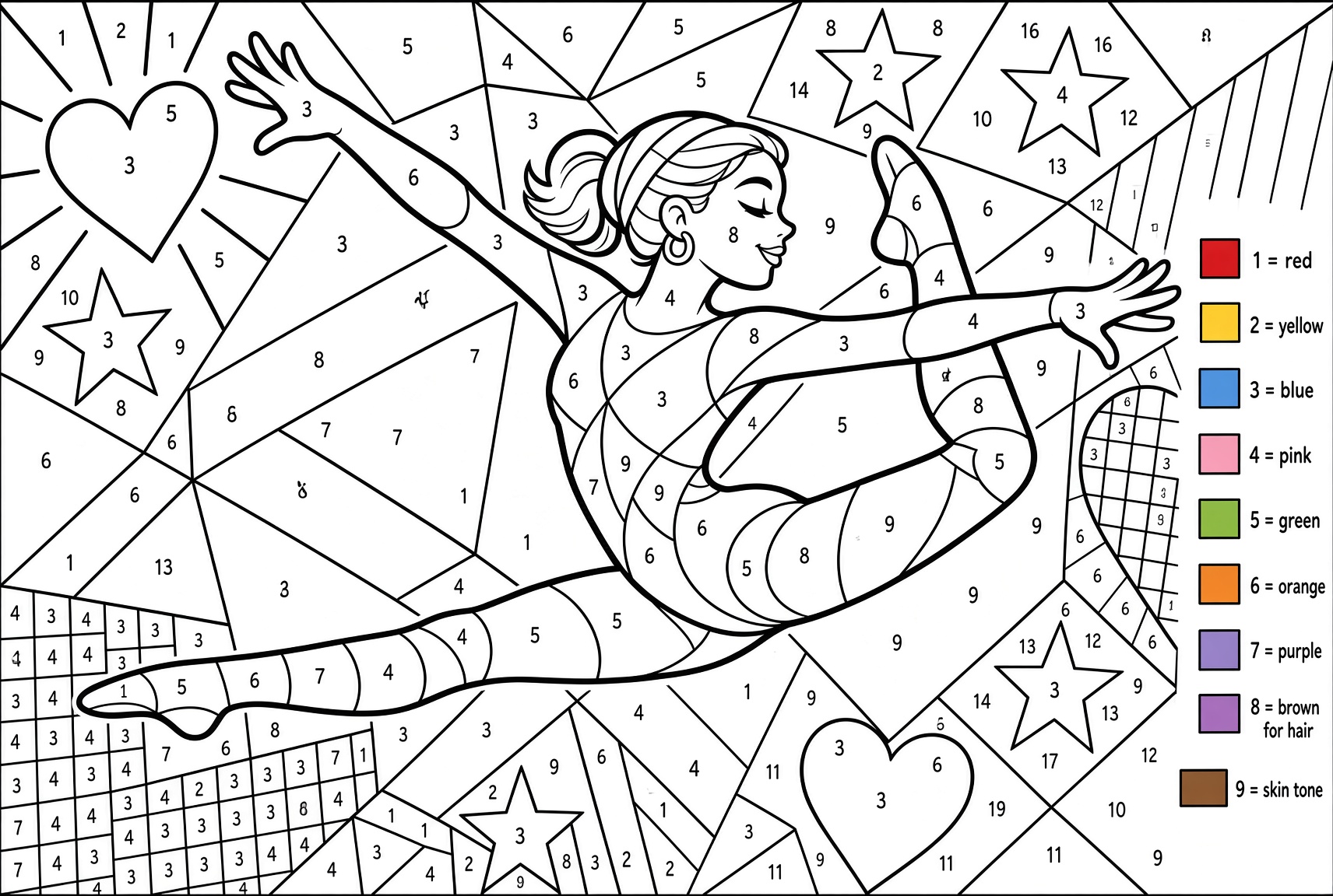 Gymnast Split Jump — Paint by Numbers