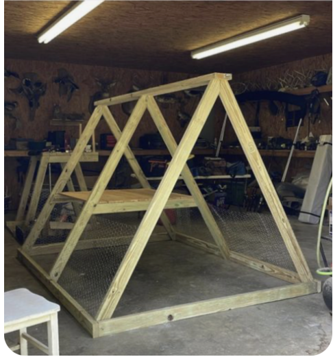 A-Frame Garden Trellis — a triangulated pine trellis for climbing plants or small livestock