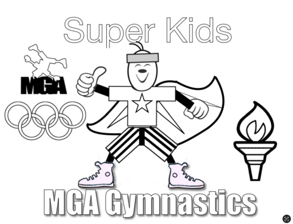 A cartoon guy — Super Kids MGA Gymnastics coloring page
