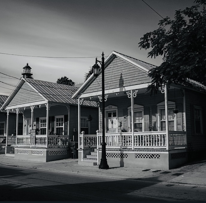 Charming Key West style cottages along the street