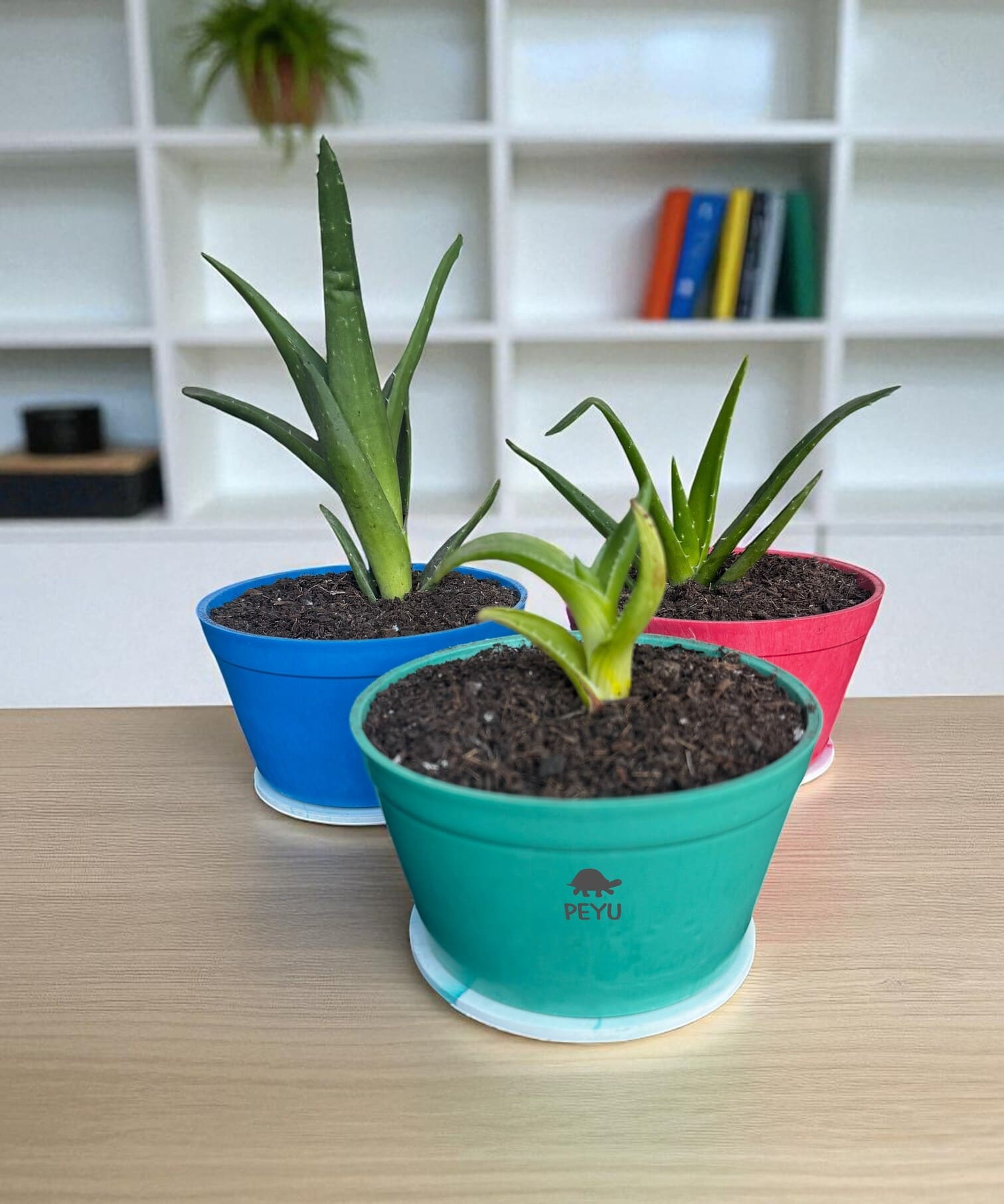 Promoción 3 Maceteros PEYU con Platitos | Plástico Ecológico Reciclado