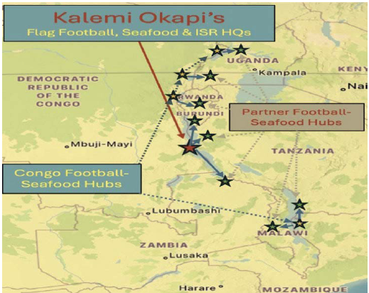 Kalemi Okapi's – Flag Football, Seafood & ISR Hub Network across the Great Lakes region