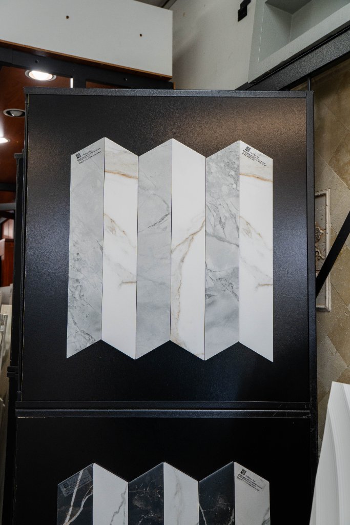 Marble look porcelain tile samples