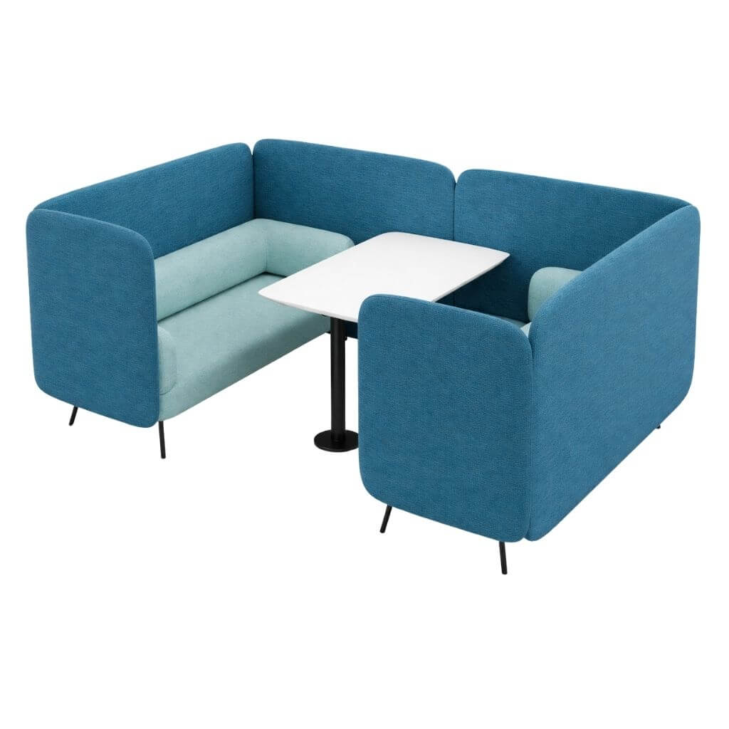 Blue Modular Lounge Booth with Front Center Table