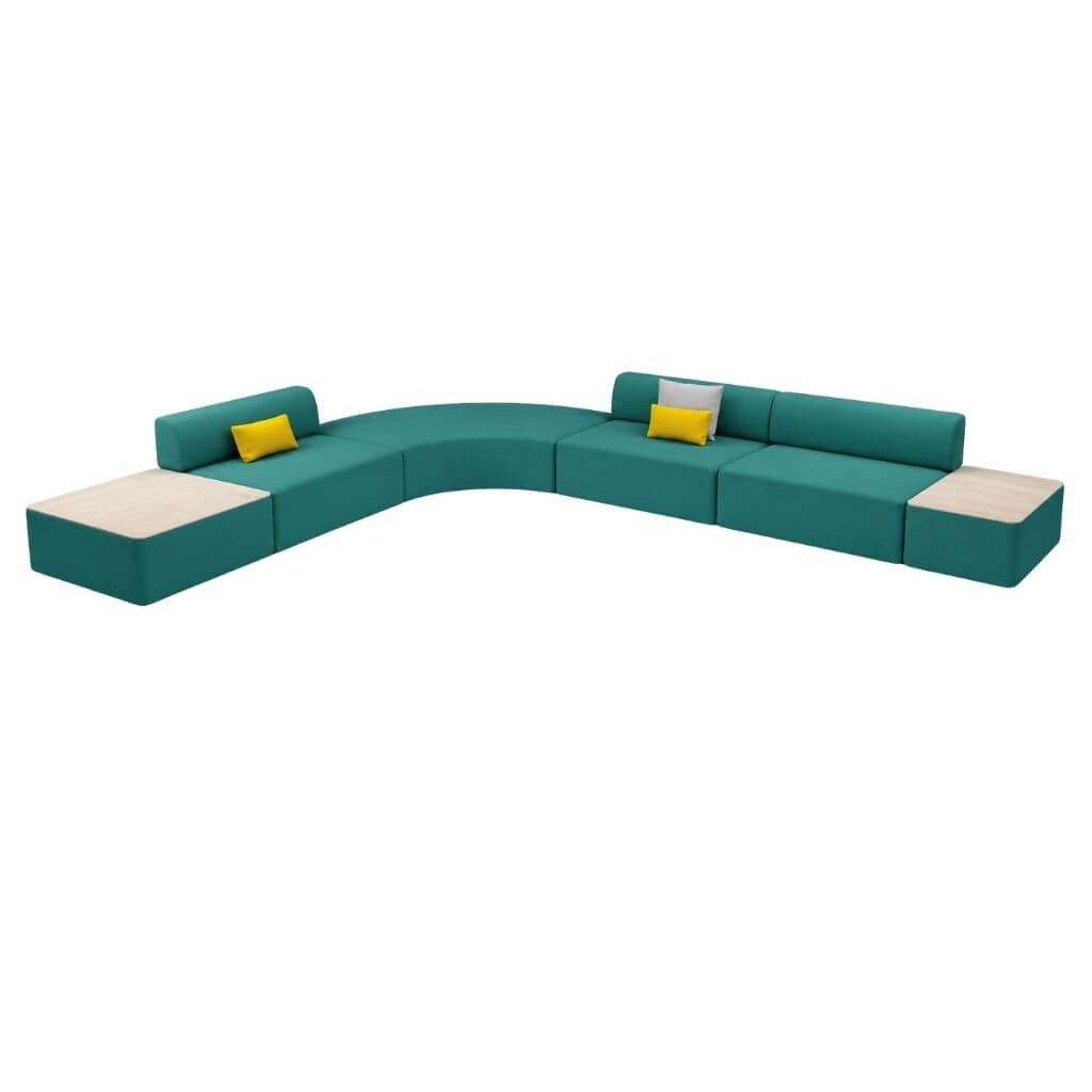Curved Modular Lounge Seating with Integrated End Tables